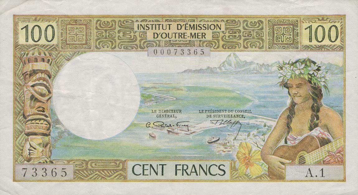 Front of New Hebrides p16: 100 Francs from 1965
