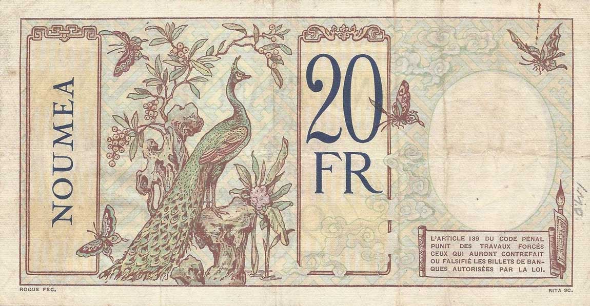 Back of New Hebrides p6: 20 Francs from 1941