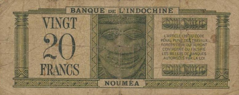 Back of New Hebrides p7: 20 Francs from 1945