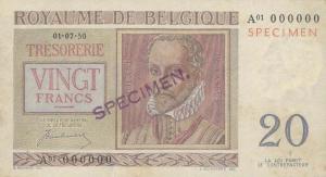 p132s from Belgium: 20 Francs from 1950