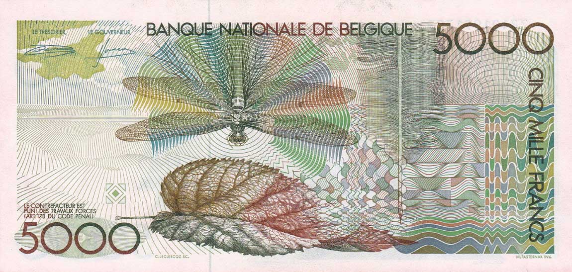 Back of Belgium p145a: 5000 Francs from 1982