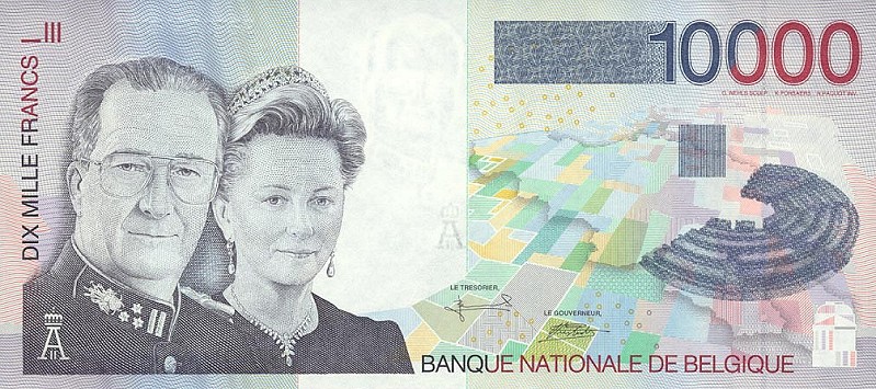 Front of Belgium p152a: 10000 Francs from 1997