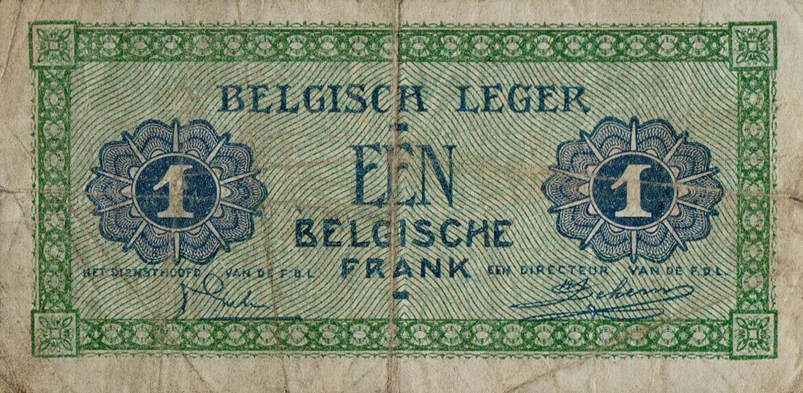 Back of Belgium pM1b: 1 Franc from 1946