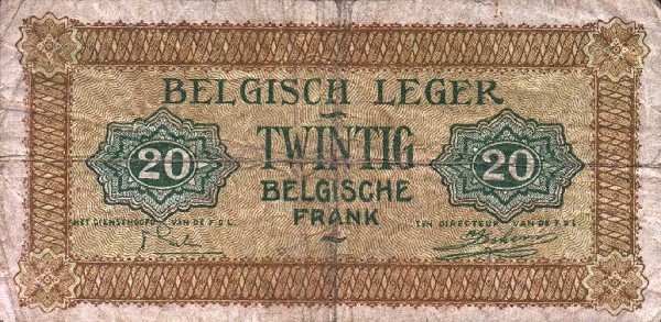 Back of Belgium pM5a: 20 Francs from 1946