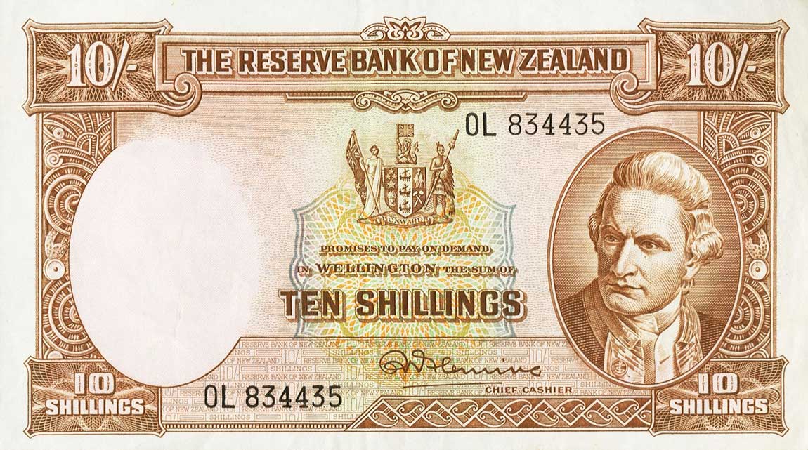 Front of New Zealand p158c: 10 Shillings from 1956