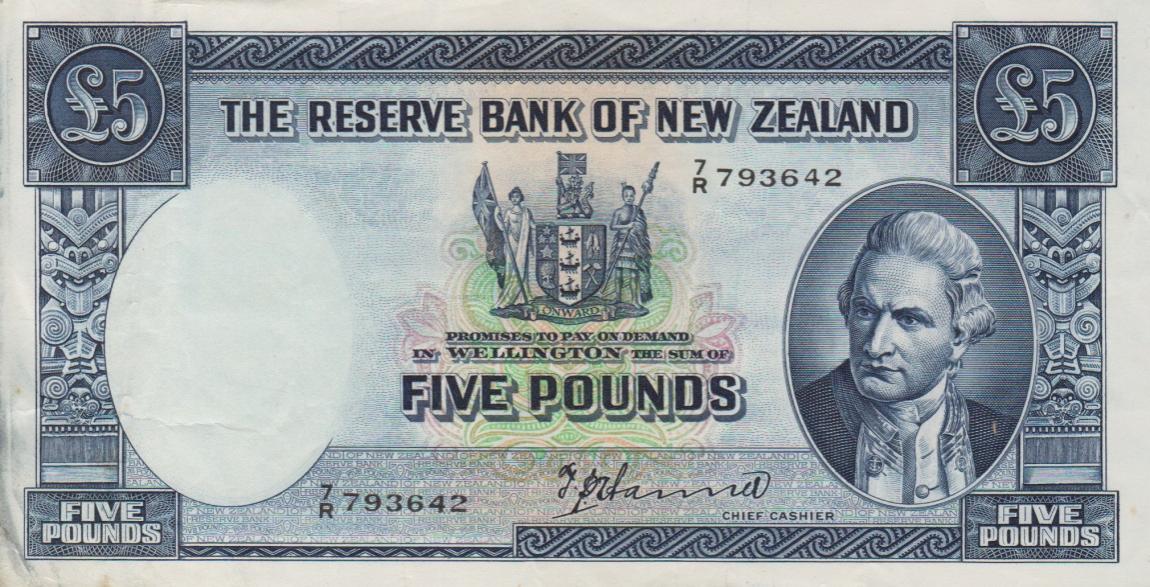 Front of New Zealand p160a: 5 Pounds from 1940