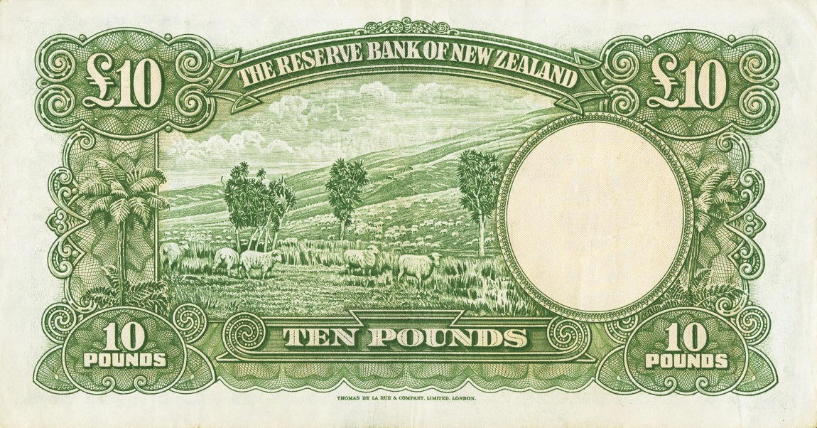 Back of New Zealand p161a: 10 Pounds from 1940