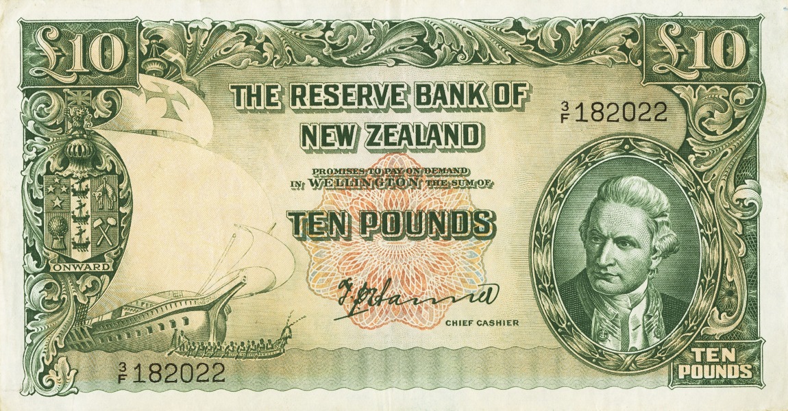 Front of New Zealand p161a: 10 Pounds from 1940