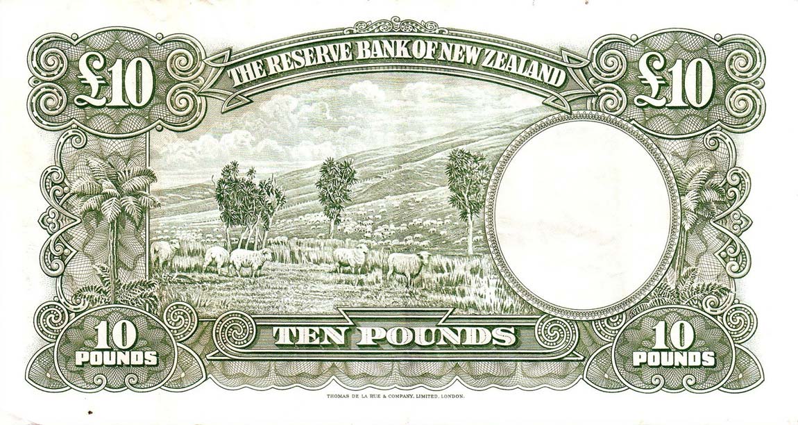 Back of New Zealand p161d: 10 Pounds from 1967