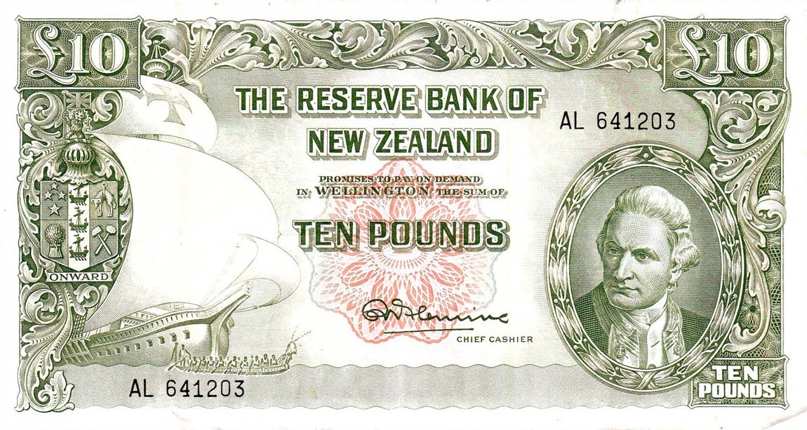 Front of New Zealand p161d: 10 Pounds from 1967