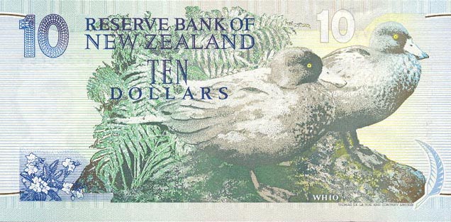 Back of New Zealand p178a: 10 Dollars from 1992