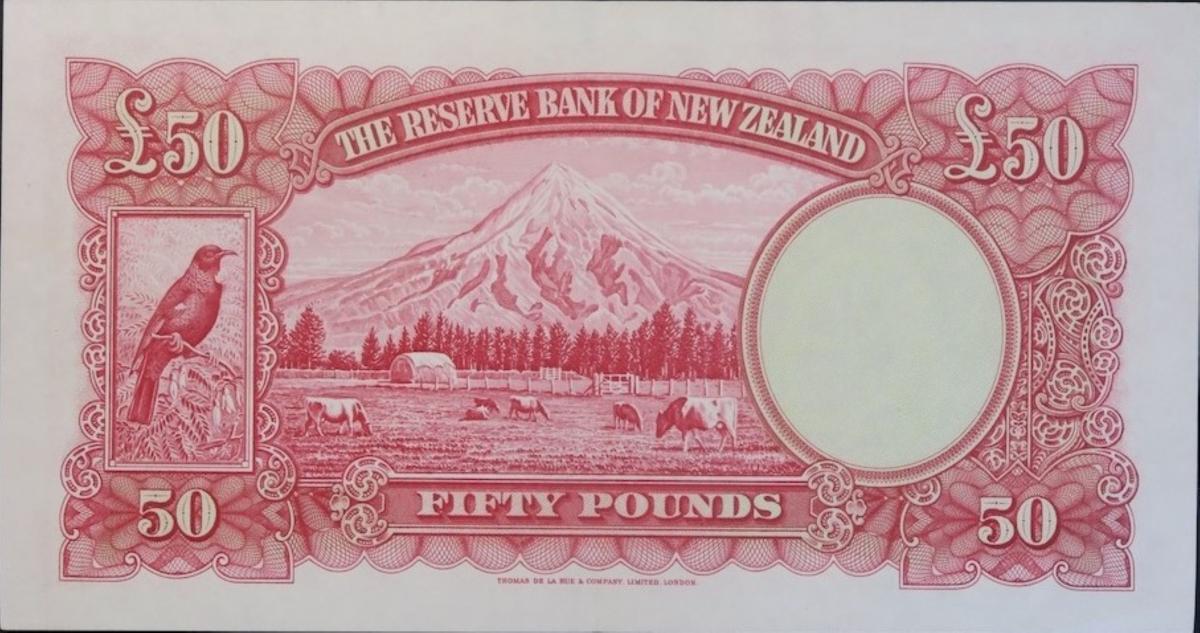 Back of New Zealand p162b: 50 Pounds from 1955