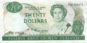 p173b from New Zealand: 20 Dollars from 1985