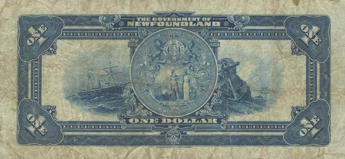Back of Newfoundland pA14a: 1 Dollar from 1920