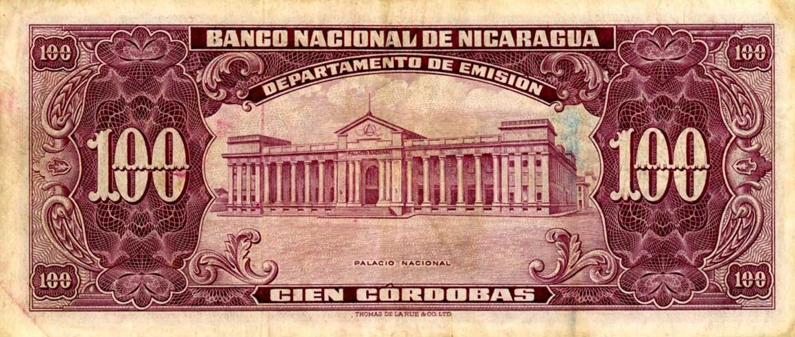 Back of Nicaragua p104a: 100 Cordobas from 1953