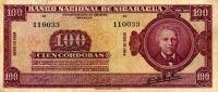 p104a from Nicaragua: 100 Cordobas from 1953