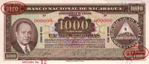 p106s from Nicaragua: 1000 Cordobas from 1953