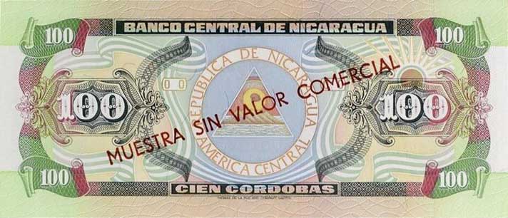 Back of Nicaragua p184s: 100 Cordobas from 1992