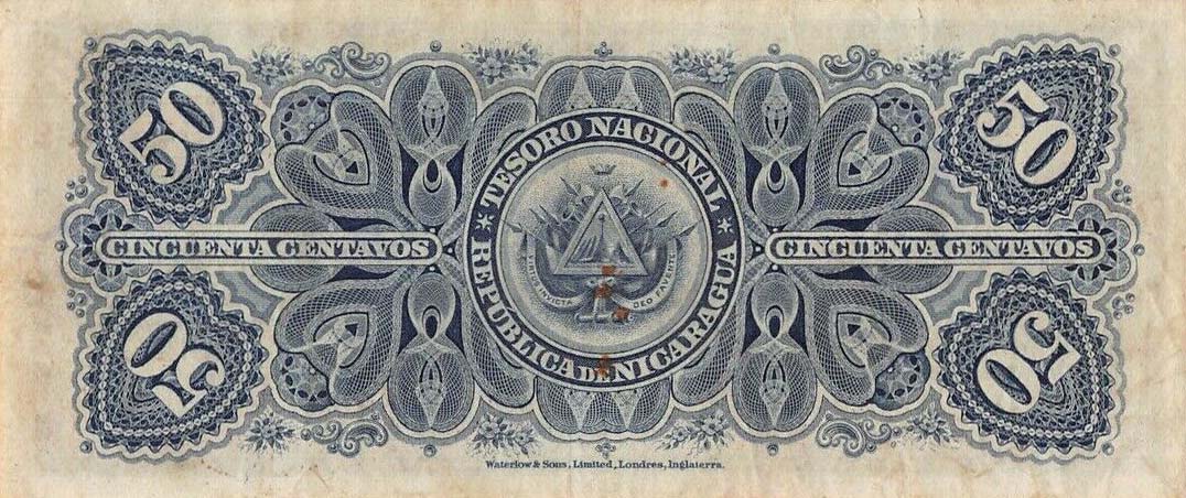 Back of Nicaragua p28: 50 Centavos from 1900