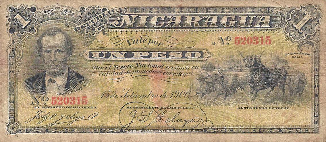 Front of Nicaragua p29a: 1 Peso from 1900