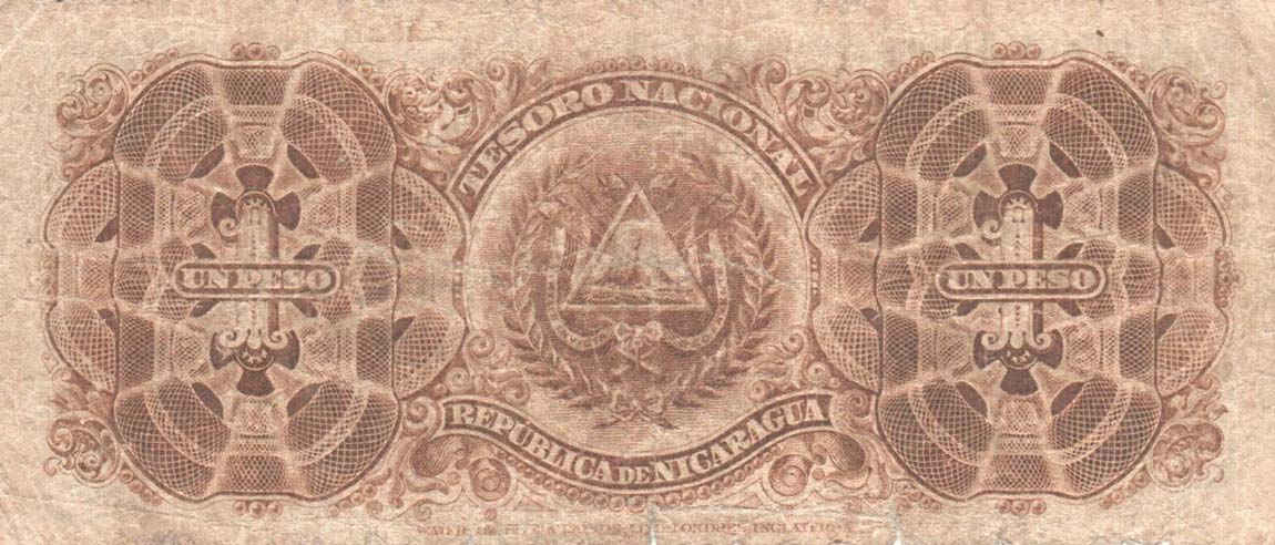 Back of Nicaragua p35: 1 Peso from 1906