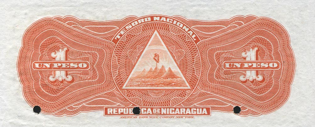 Back of Nicaragua p44s: 1 Peso from 1910
