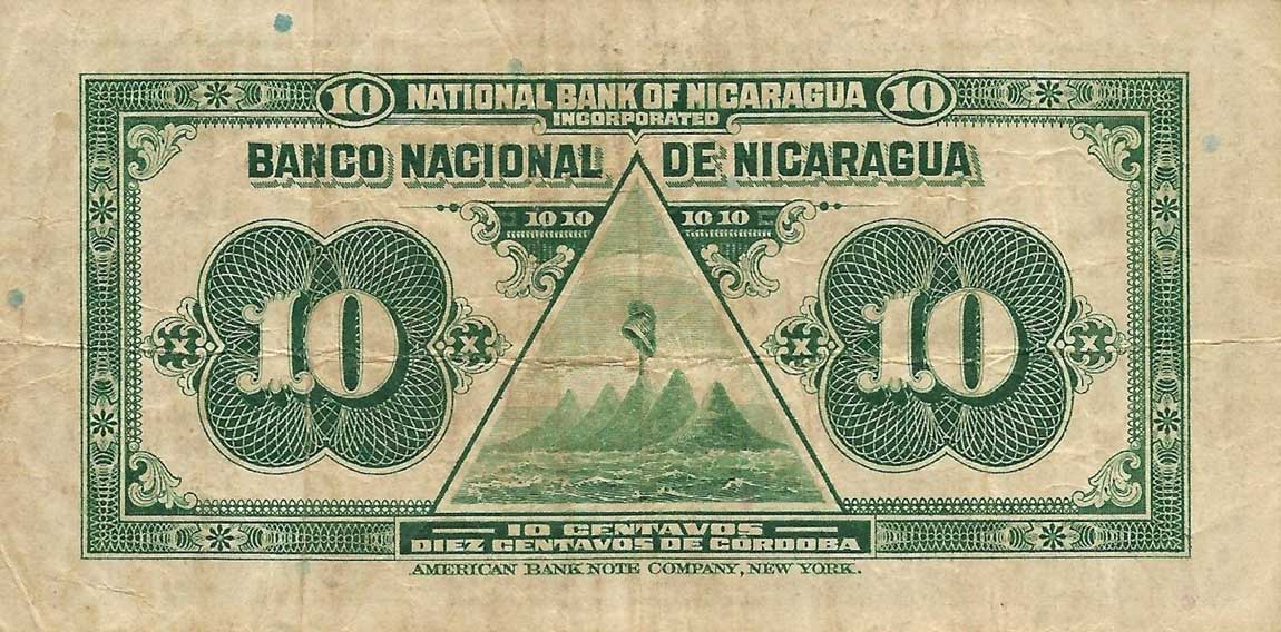 Back of Nicaragua p52a: 10 Centavos from 1914