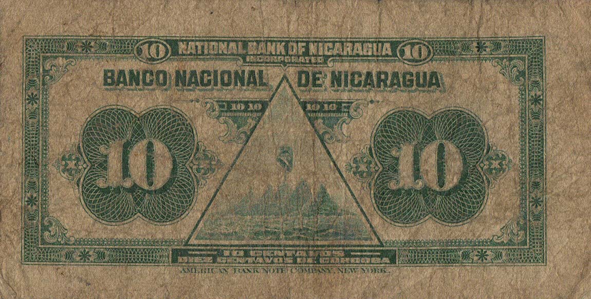 Back of Nicaragua p52c: 10 Centavos from 1918