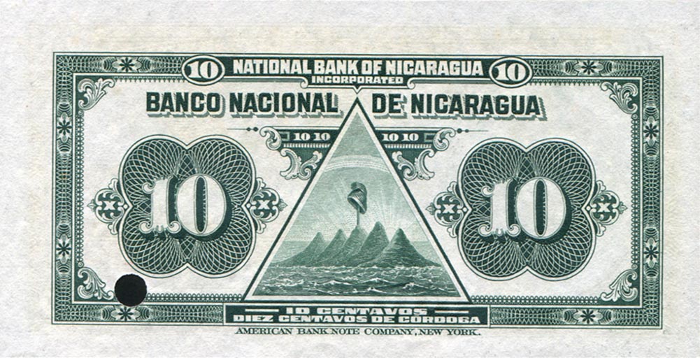 Back of Nicaragua p52s: 10 Centavos from 1912