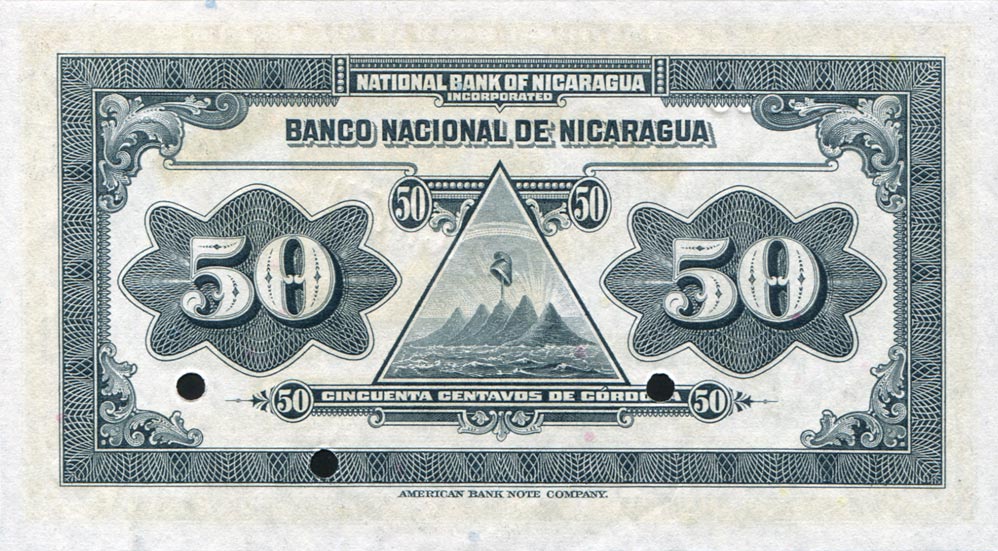 Back of Nicaragua p89s: 50 Centavos from 1938
