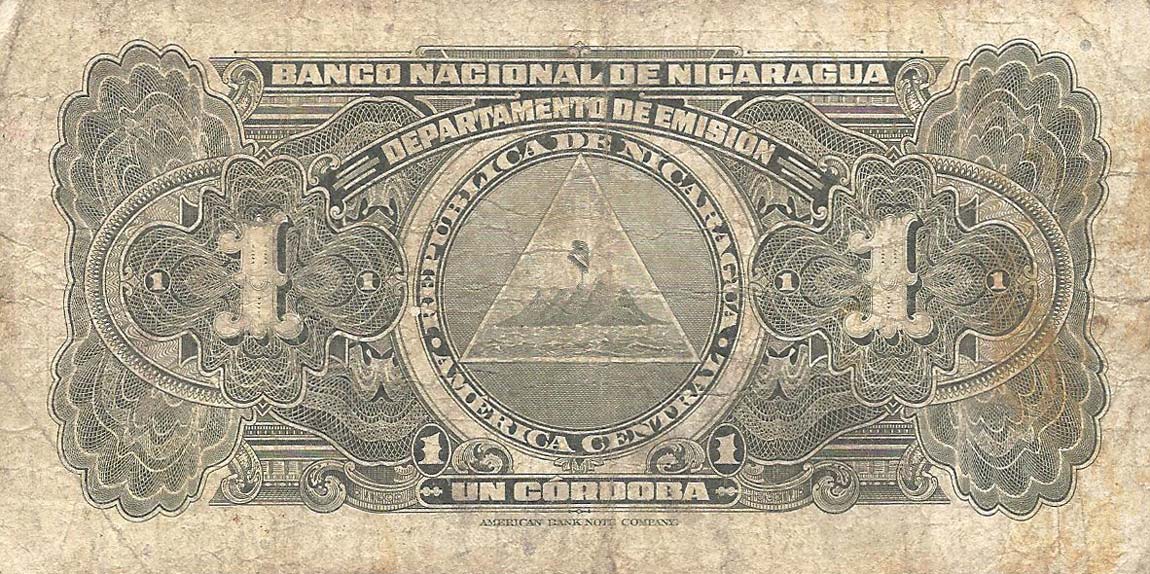 Back of Nicaragua p91b: 1 Cordoba from 1951
