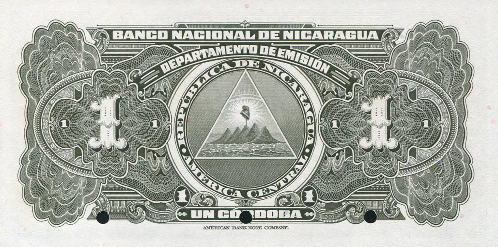 Back of Nicaragua p91s: 1 Cordoba from 1949