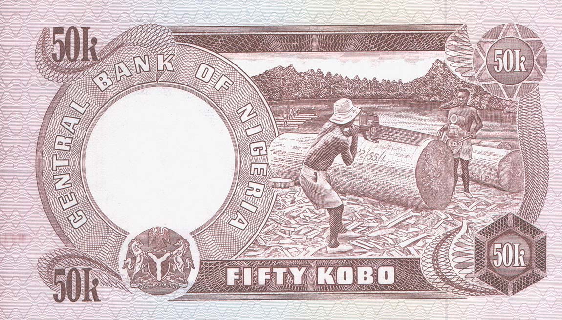 Back of Nigeria p14d: 50 Kobo from 1973