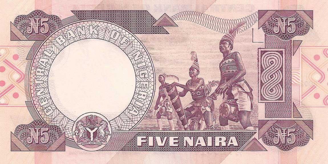 Back of Nigeria p24g: 5 Naira from 2001
