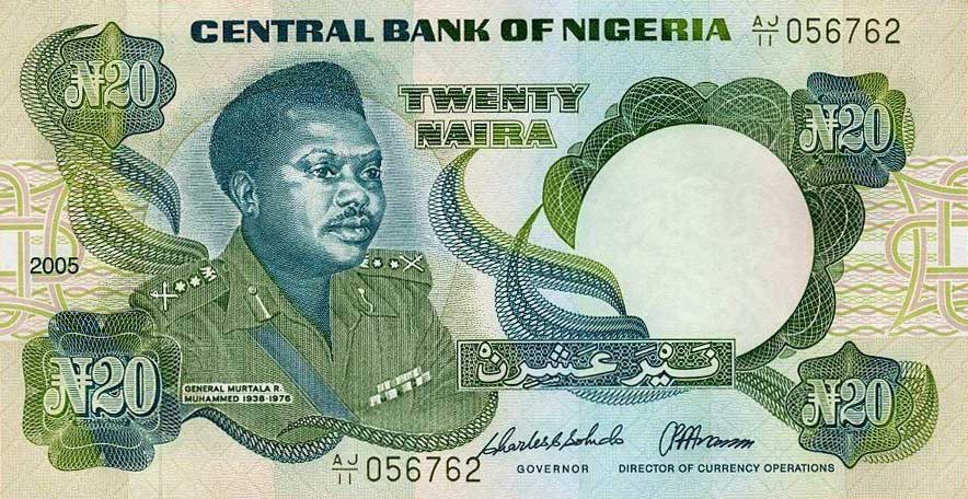 Front of Nigeria p26i: 20 Naira from 2005