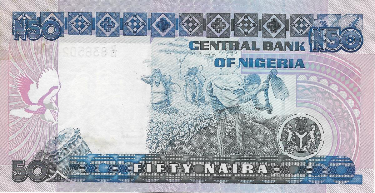 Back of Nigeria p27a: 50 Naira from 1991