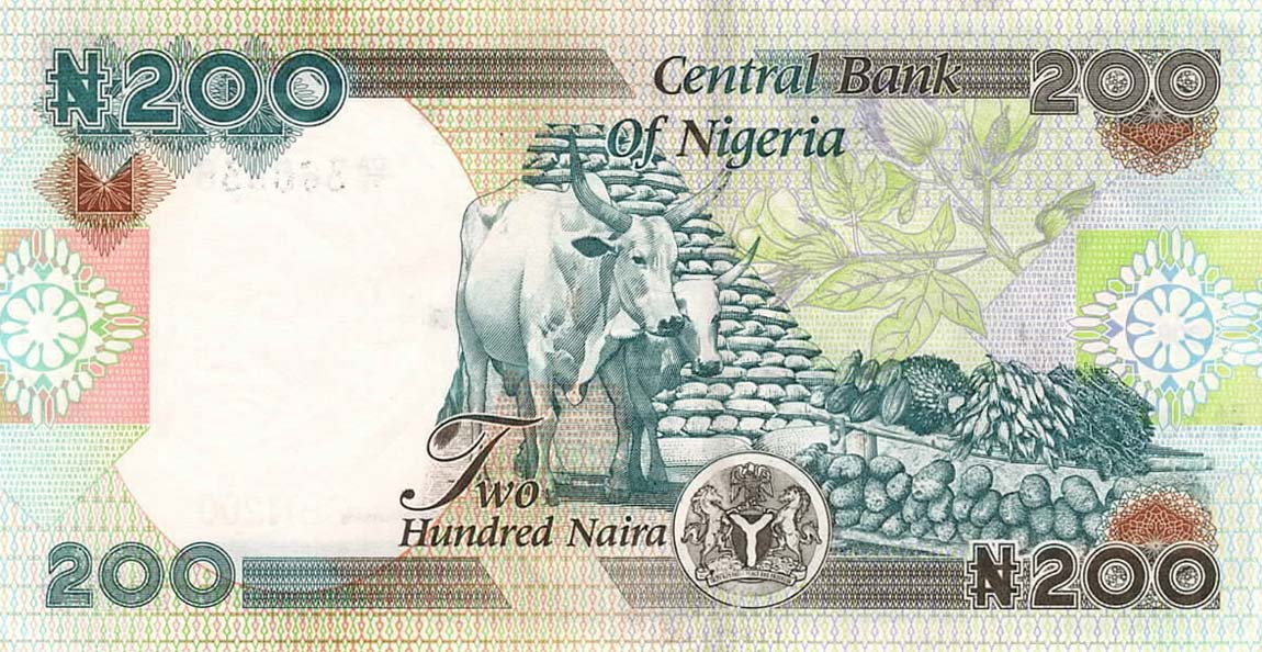 Back of Nigeria p29g: 200 Naira from 2008
