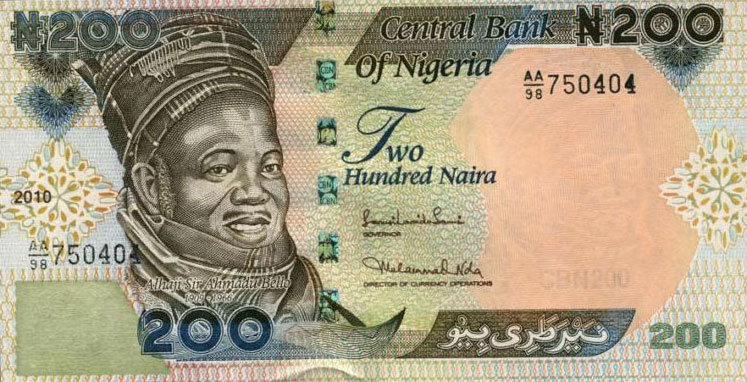 Front of Nigeria p29i: 200 Naira from 2010