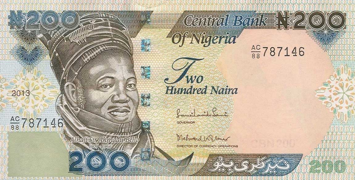 Front of Nigeria p29m: 200 Naira from 2013