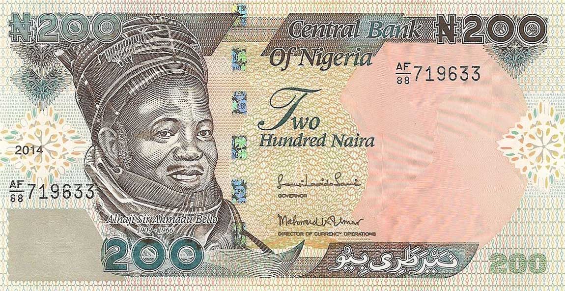 Front of Nigeria p29n: 200 Naira from 2014
