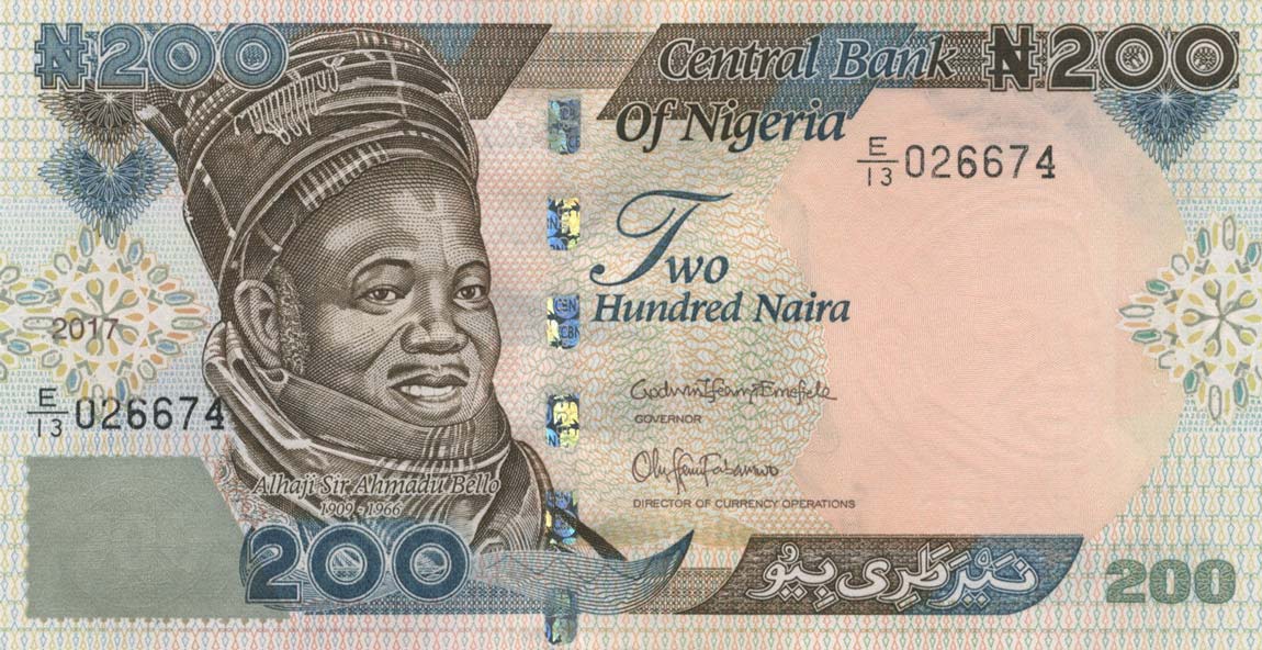 Front of Nigeria p29q: 200 Naira from 2017
