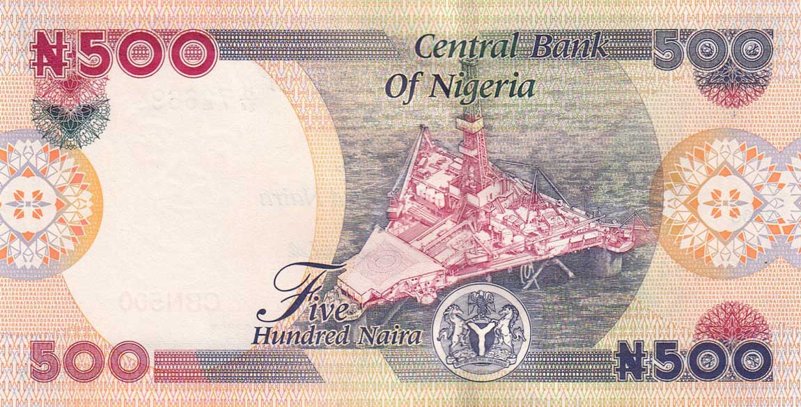 Back of Nigeria p30f: 500 Naira from 2006