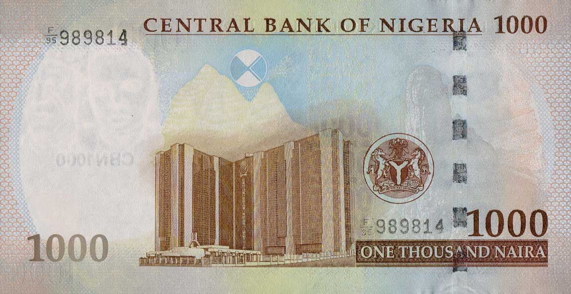 Back of Nigeria p36g: 1000 Naira from 2011