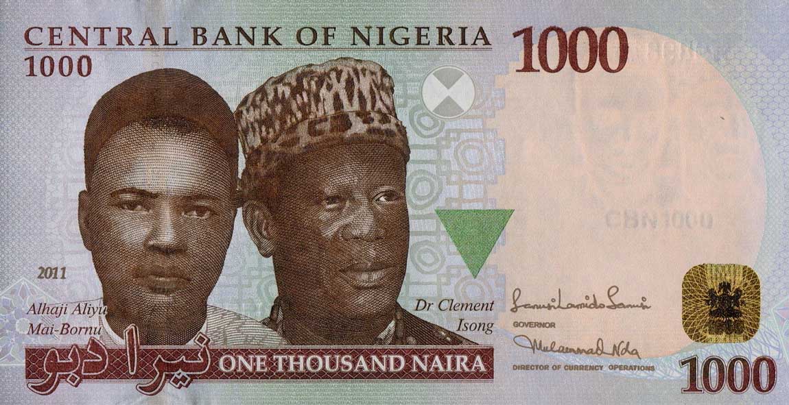 Front of Nigeria p36g: 1000 Naira from 2011