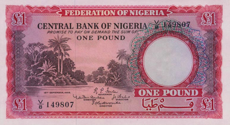 Front of Nigeria p4a: 1 Pound from 1958