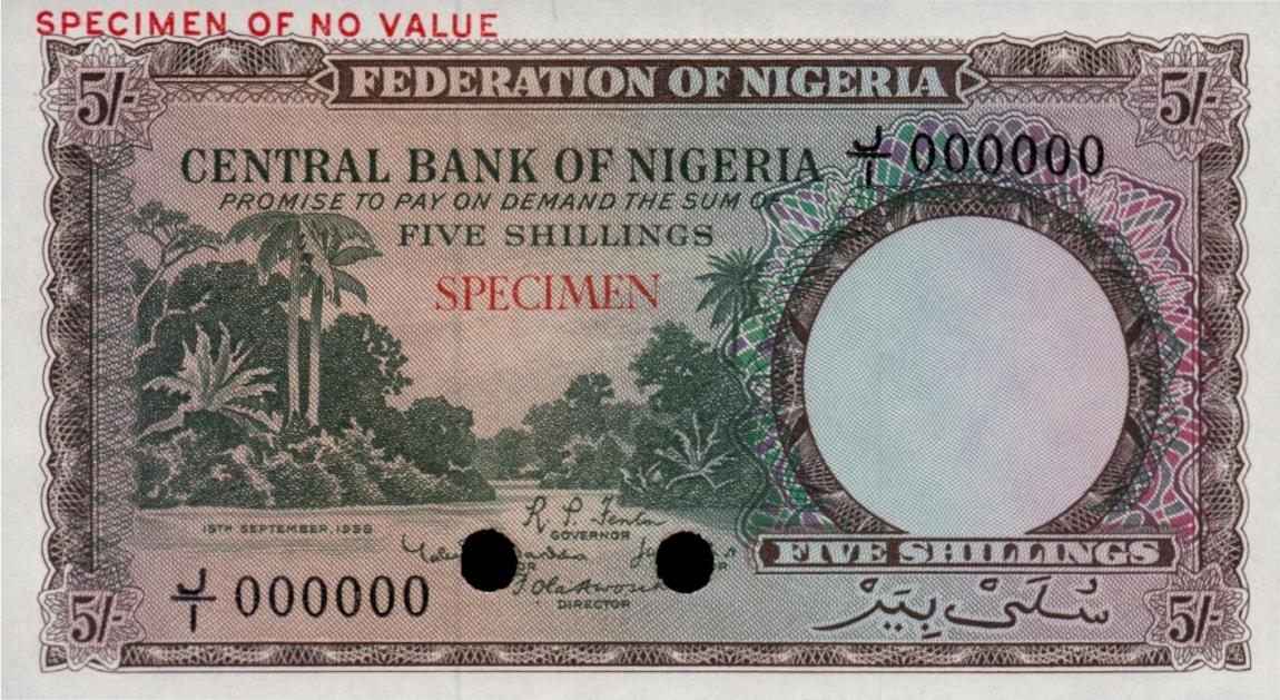 Front of Nigeria p4ct: 1 Pound from 1958