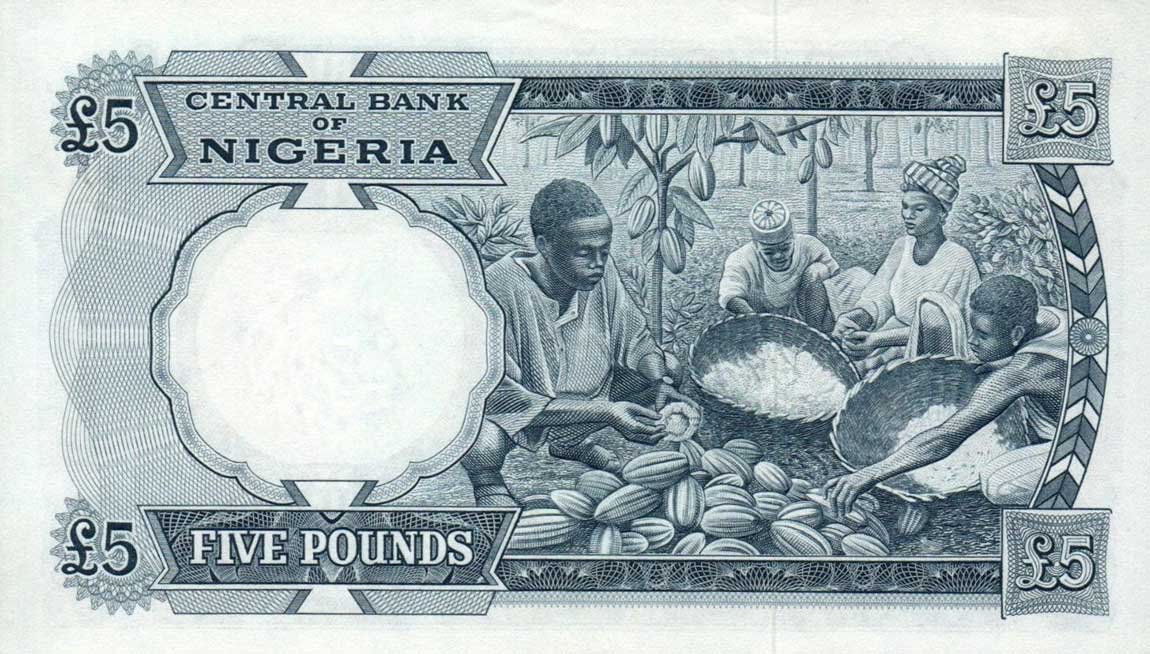 Back of Nigeria p9a: 5 Pounds from 1967