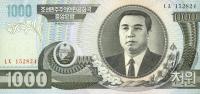 p45a from Korea, North: 1000 Won from 2002