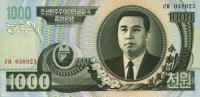 p45b from Korea, North: 1000 Won from 2006