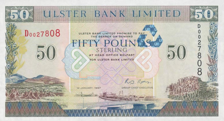 Front of Northern Ireland p338a: 50 Pounds from 1997